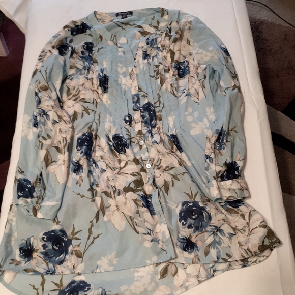 Roaman's women's Plus size 24 floral tunic Top Light Blue - Picture 5 of 9